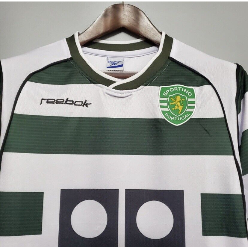Áo bóng đá retro Sporting Lisbon 2002 vải Cotton Polyester thời trang blockcore