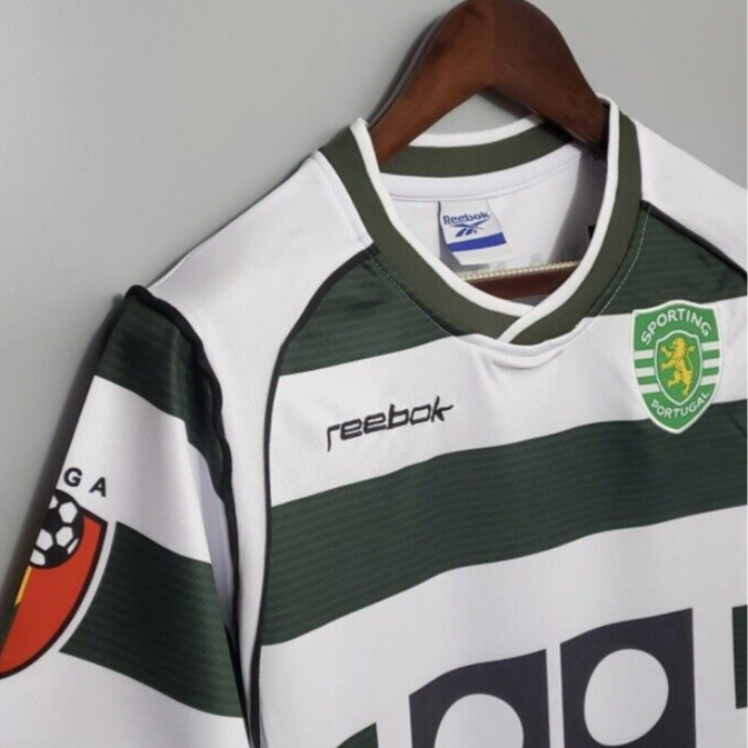 Áo bóng đá retro Sporting Lisbon 2002 vải Cotton Polyester thời trang blockcore