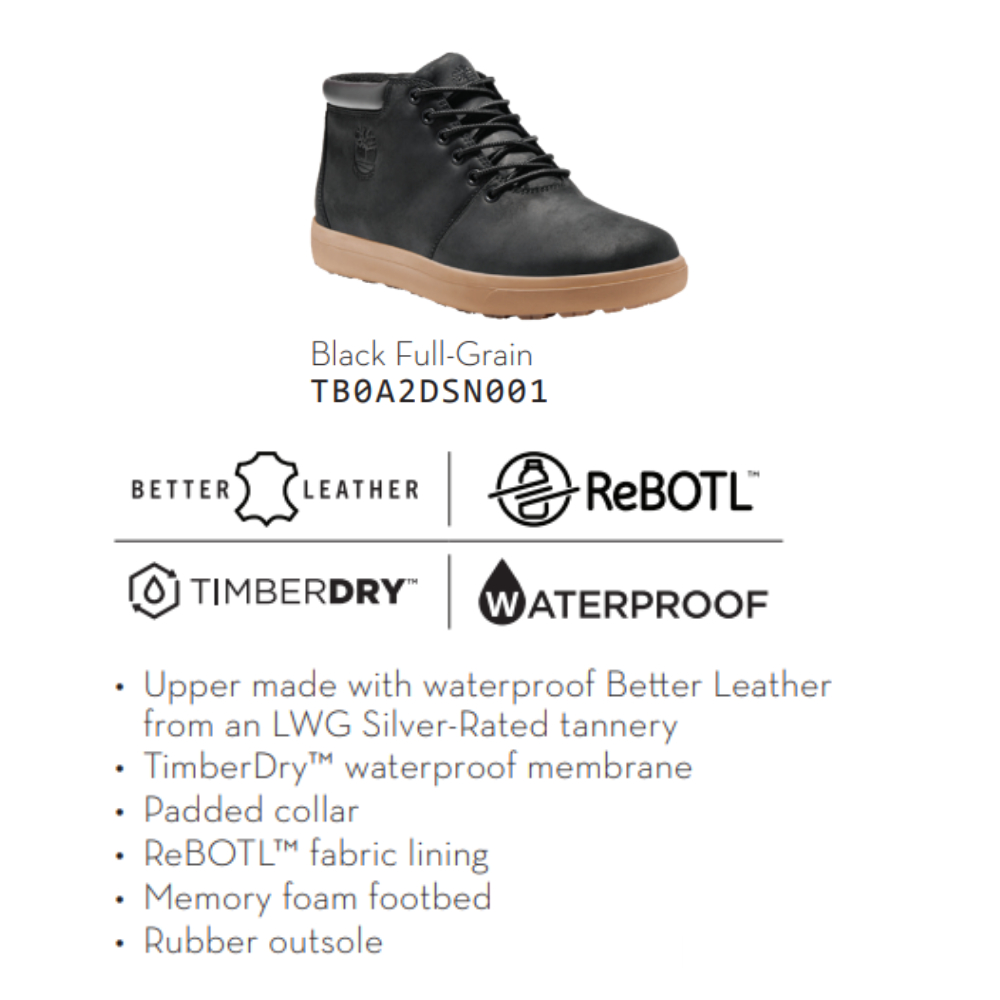 [Original] Timberland Giày Nam Boot Cổ Trung Ashwood Park Waterproof Leather Chukka Black Full Grain TB0A2DSN01