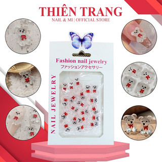 Charm gấu thạch trong nơ đỏ - charm gấu thạch đáng yêu - charm nhựa gấu thạch đỏ xinh xắn