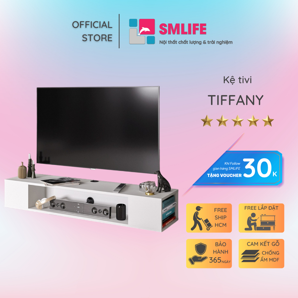 Kệ tivi treo tường hiện đại cho phòng khách SMLIFE Tiffany