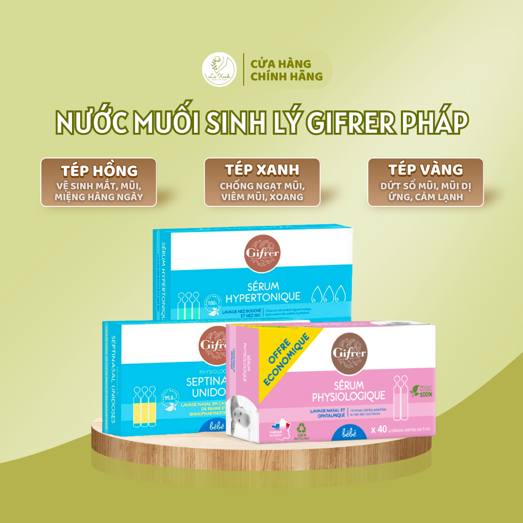 Nước muối sinh lý cho trẻ từ sơ sinh và người lớn Gifrer nội địa Pháp