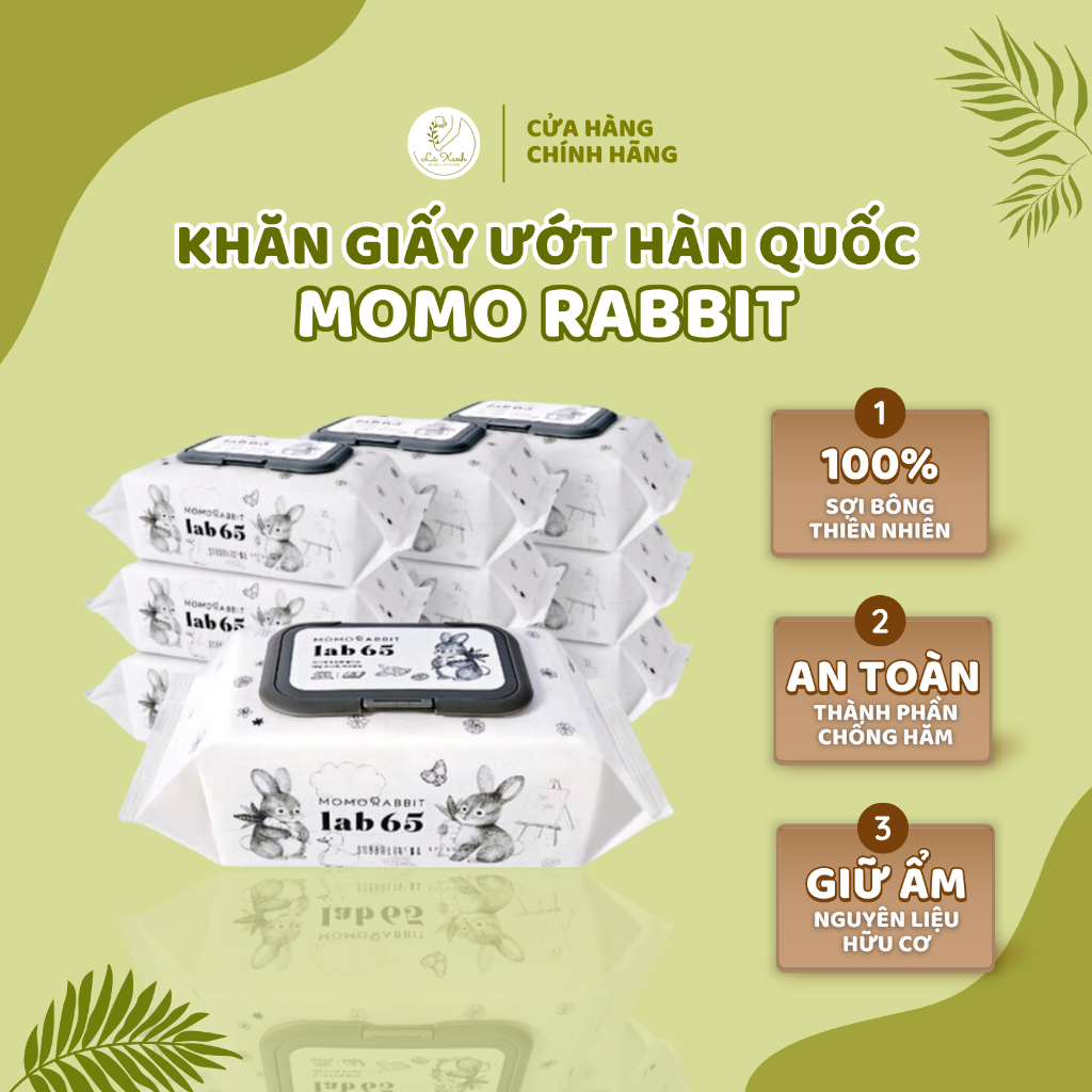 Khăn giấy ướt Momo Rabbit Hàn Quốc Lab65 gói 72 tờ có nắp siêu dày dặn - date mới nhất [CHÍNH HÃNG MOMORABBIT]