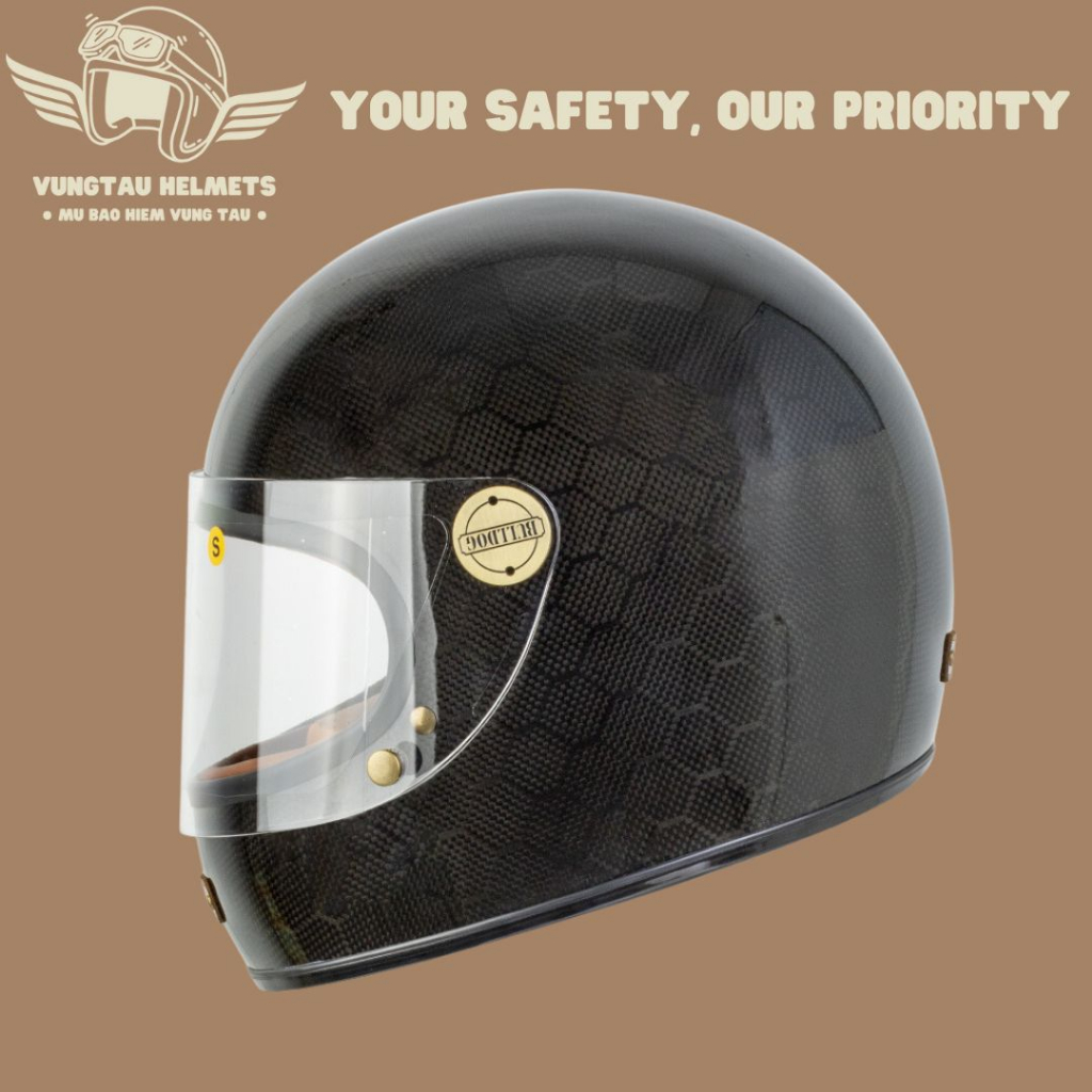 Mũ bảo hiểm Fullface Bulldog Classico Fiberglass & Carbon - VungTau Helmets - Mũ bảo hiểm chính hãng Vũng Tàu