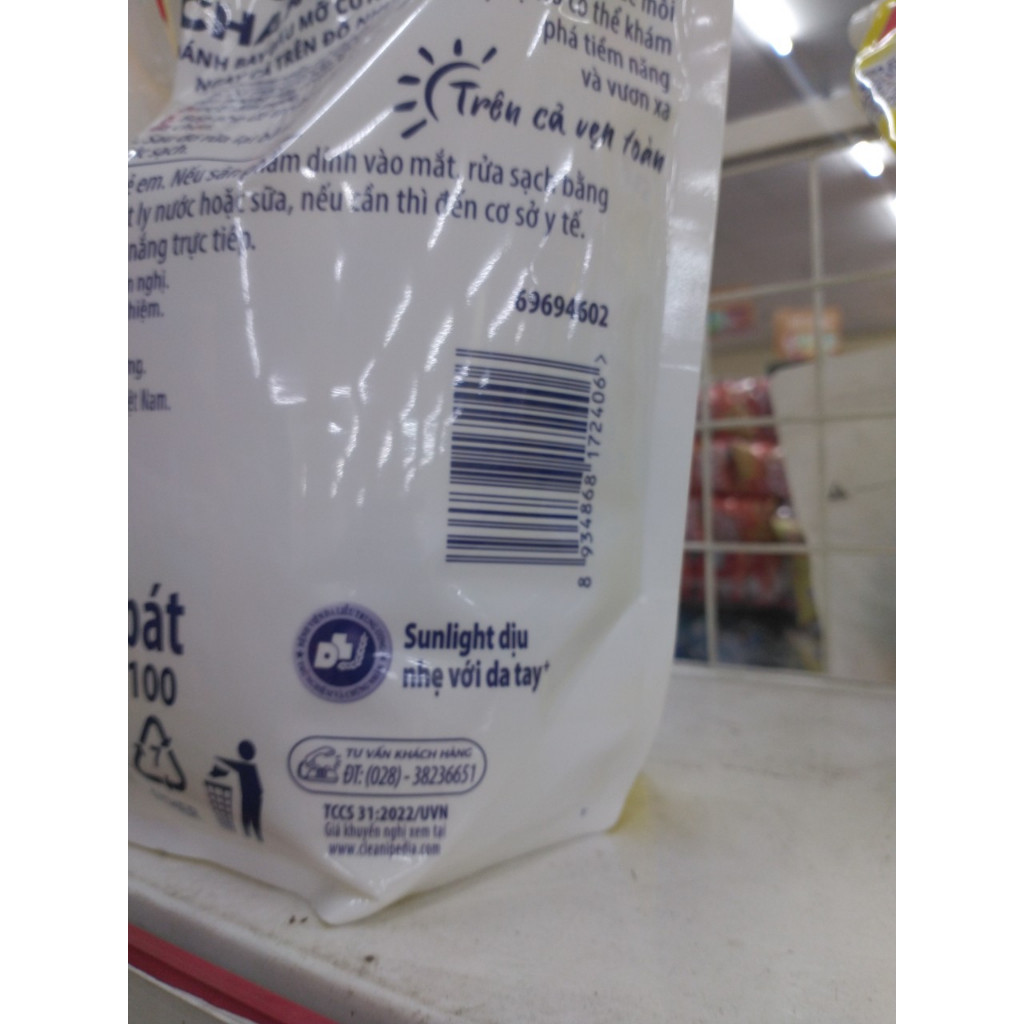 Nước rửa chén Sunlight chanh 100 / Thiên nhiên mới đánh bay dầu mỡ cứng đầu túi 3.5kg