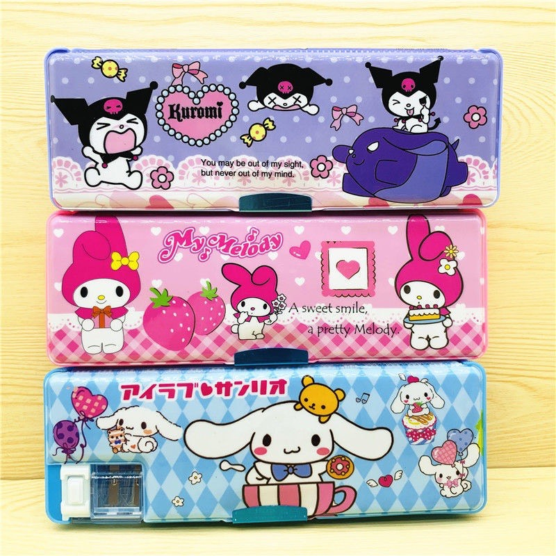 Hộp bút cho bé 2 ngăn, có máy tính, có chuốt bút chì