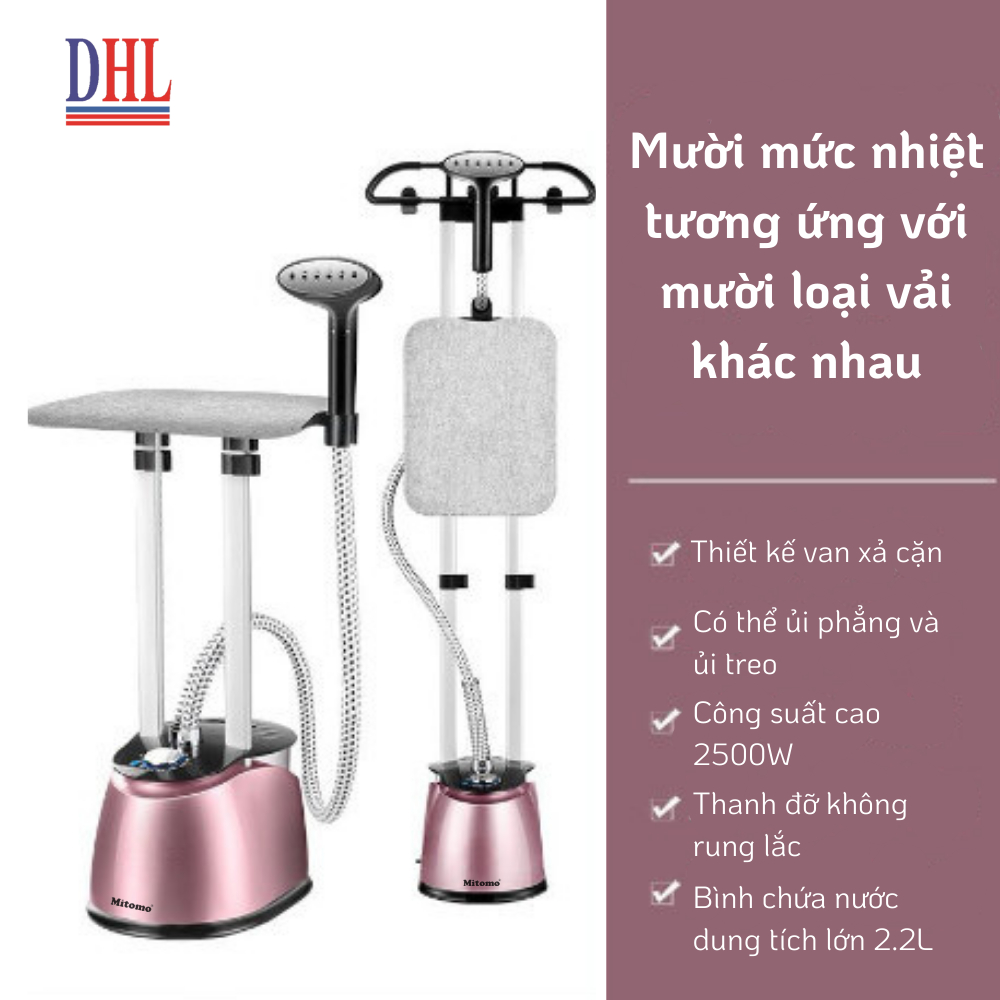 Bàn ủi hơi nước đứng Mitomo GC-899 Max, công suất 2500W, BH 3 năm