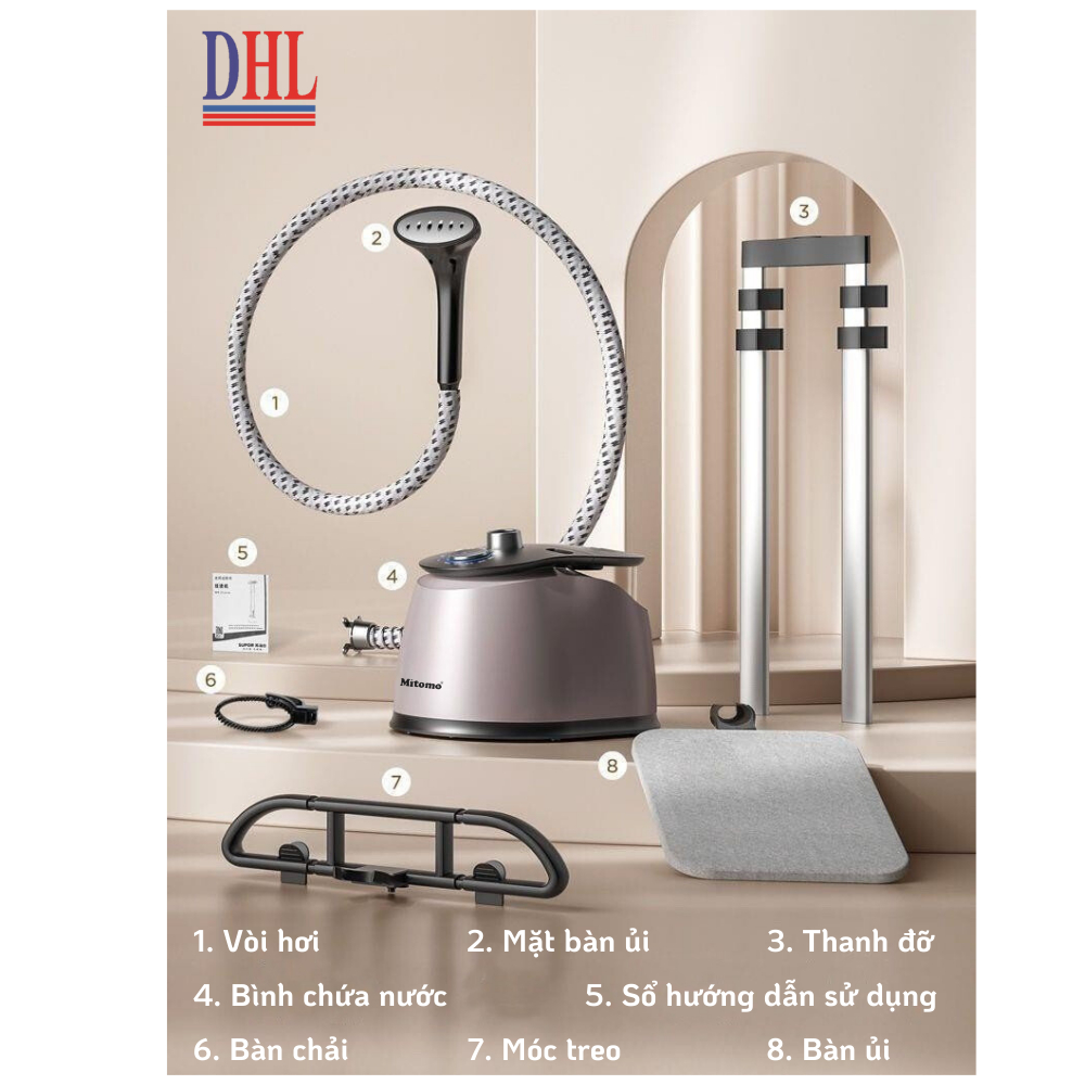 Bàn là hơi nước đứng cao cấp Mitomo GC-899 Max, công suất 2500W, BH 3 năm