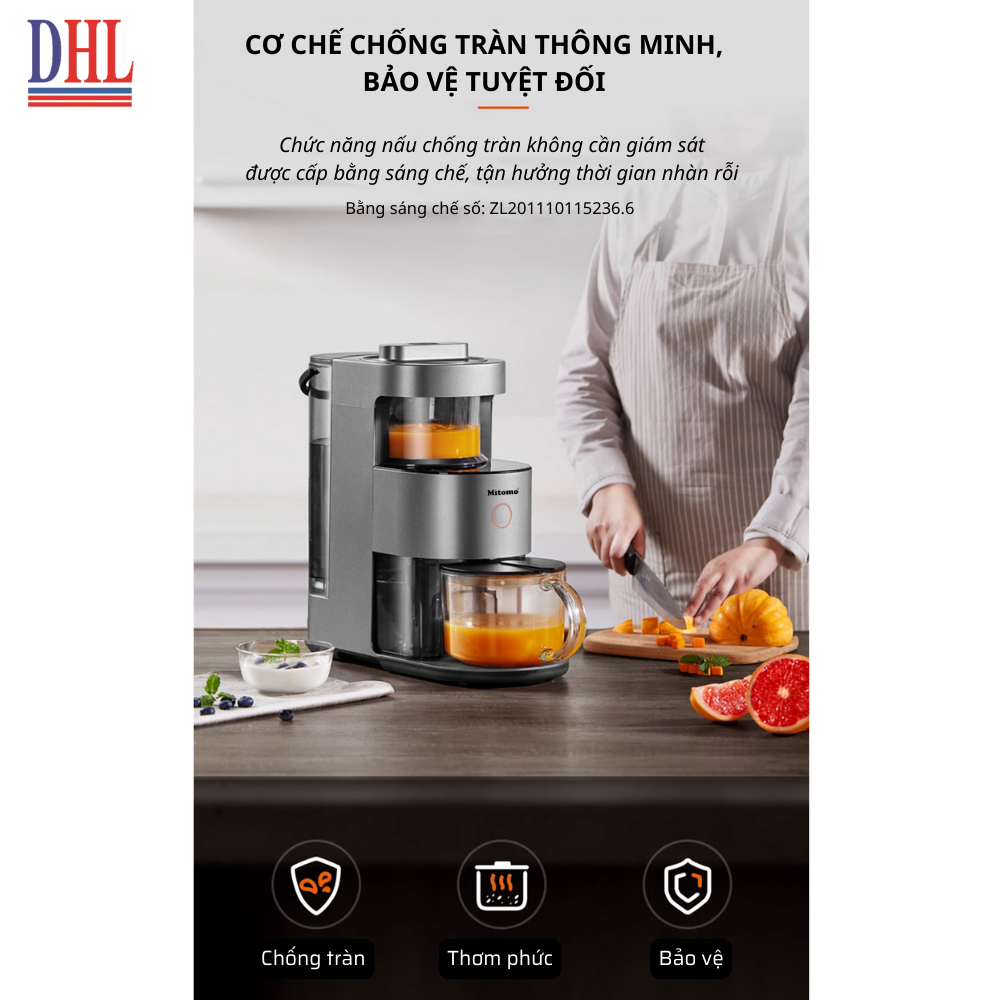 Máy làm hạt sữa đậu nành, nấu cháo, xay nấu đa năng Mitomo MSH-986 MAX - BH 3 năm