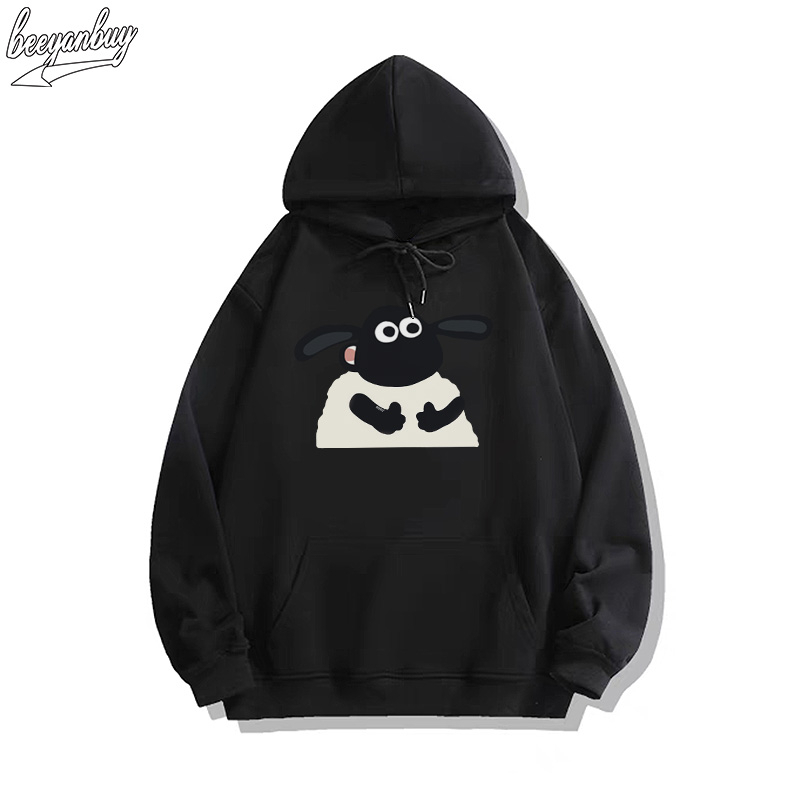 Áo Hoodie Cotton BEEYANBUY áo dài tay vintage form rộng cổ tròn unisex 100% cotton-A0999