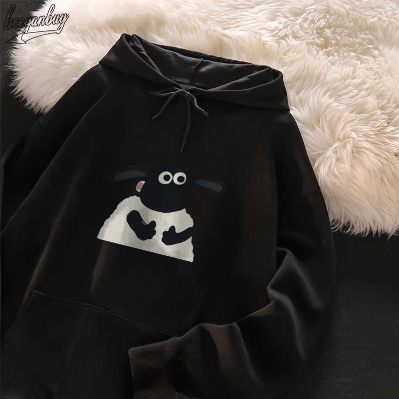 Áo Hoodie Cotton BEEYANBUY áo dài tay vintage form rộng cổ tròn unisex 100% cotton-A0999