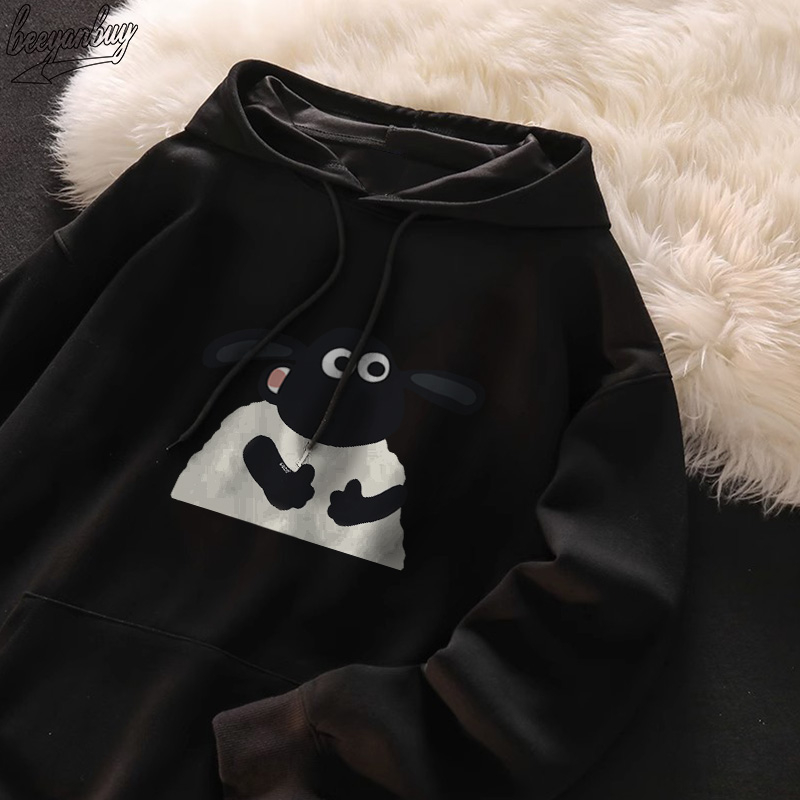 Áo Hoodie Cotton BEEYANBUY áo dài tay vintage form rộng cổ tròn unisex 100% cotton-A0999