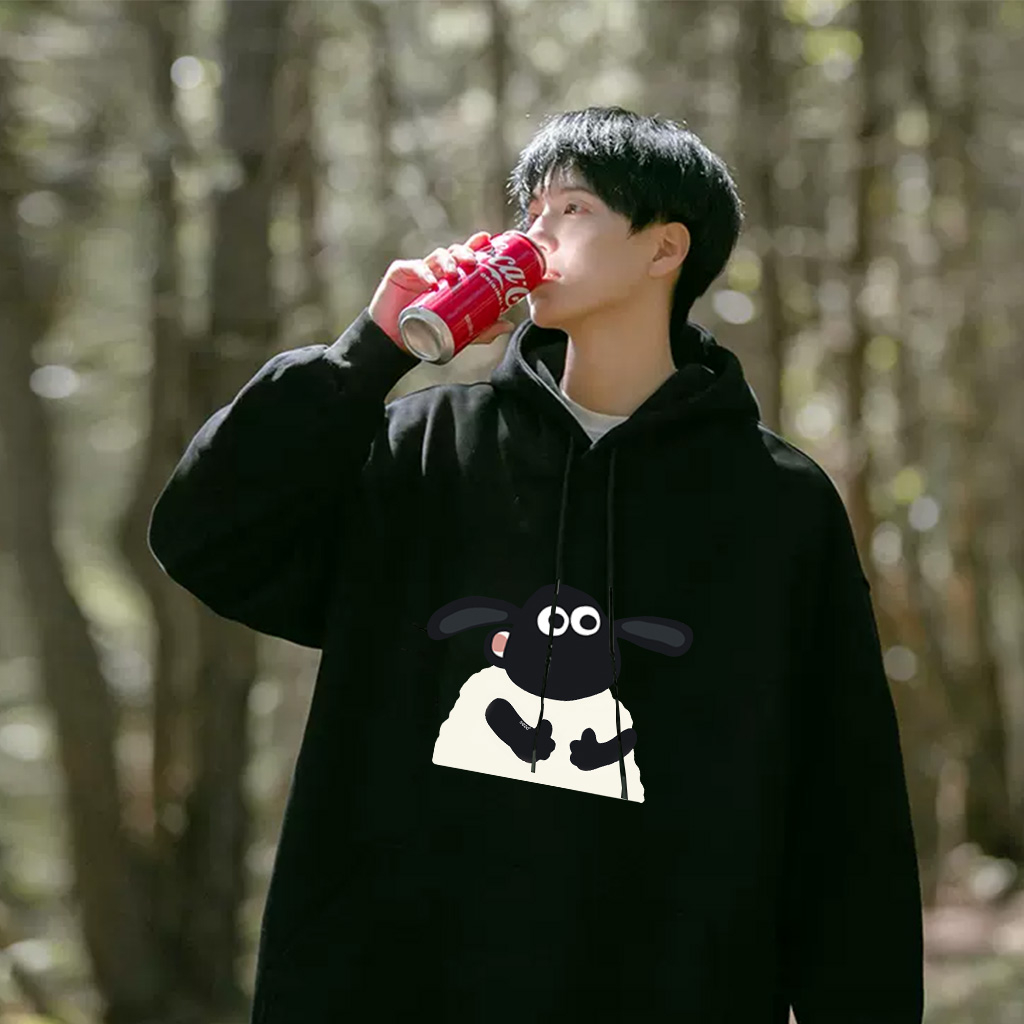 Áo Hoodie Cotton BEEYANBUY áo dài tay vintage form rộng cổ tròn unisex 100% cotton-A0999