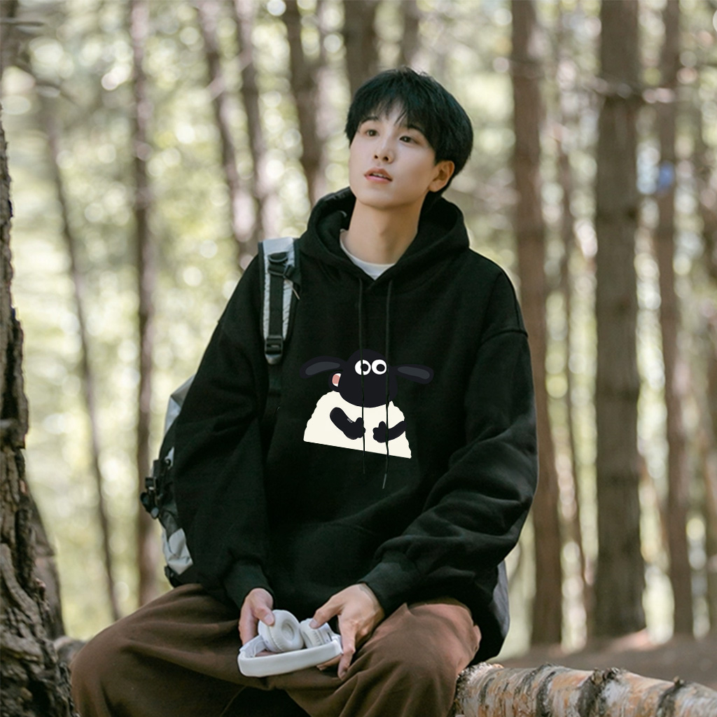 Áo Hoodie Cotton BEEYANBUY áo dài tay vintage form rộng cổ tròn unisex 100% cotton-A0999