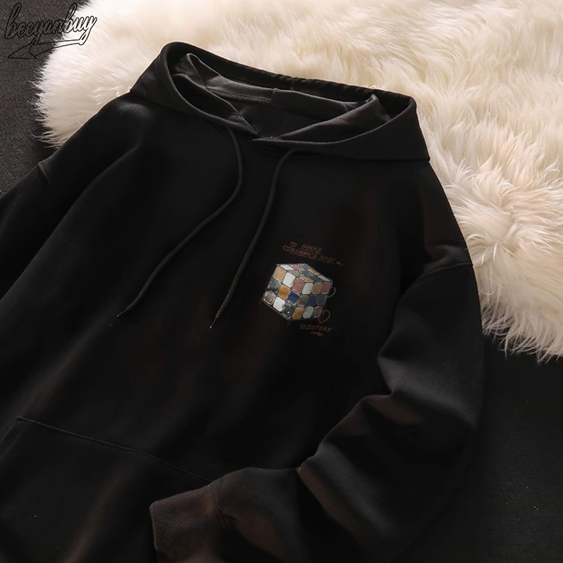 Áo hoodie BEEYANBUY A1264 100% cotton tay dài dáng rộng thời trang
