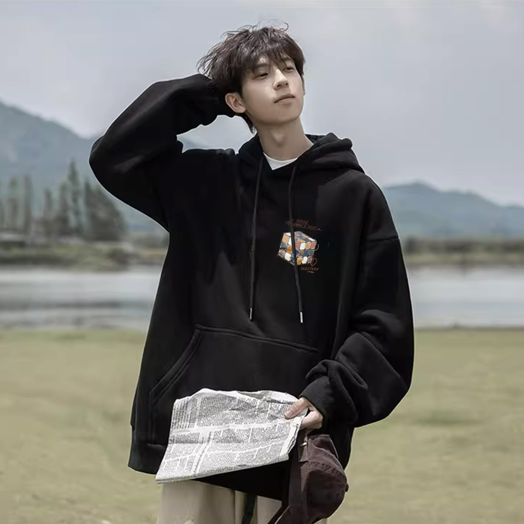 Áo hoodie BEEYANBUY A1264 100% cotton tay dài dáng rộng thời trang
