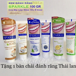 💐(Tặng 5 bàn chải) Combo10 cây kem đánh răng Sparkle Thái lan 100g.