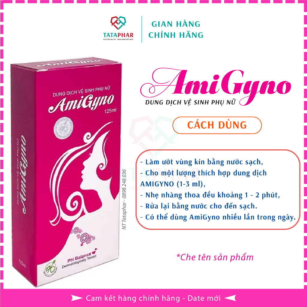 Dung dịch vệ sinh phụ nữ AmiGyno - Làm sạch, khử mùi, dịu nhẹ (Che tinh tế) - Chai 125ml - Chính hãng