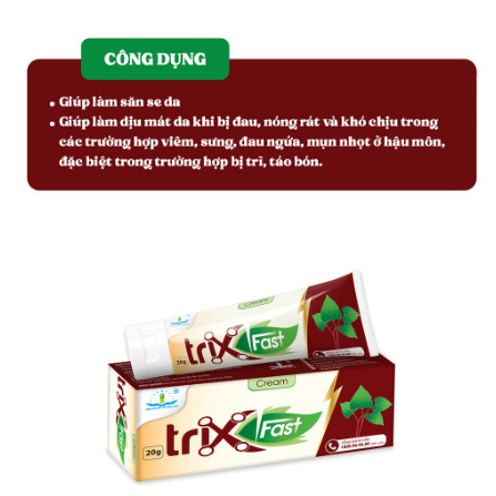 (Freeship ) GIẤP CÁ KEM BÔI TRĨ CREAM TRIX FAST - GIẤP CÁ EXTRA , giảm các triệu chứng khó triệu do Trĩ gây ra