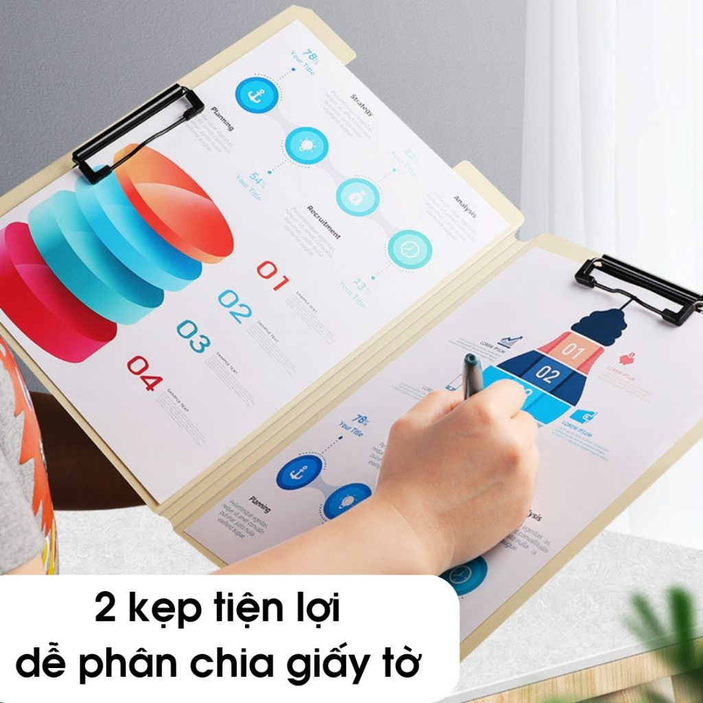Bìa file 2 kẹp tài liệu trình ký đôi A4 2 mặt, bìa tệp đựng tài liệu văn phòng, giấy kiểm tra, đề cương học sinh