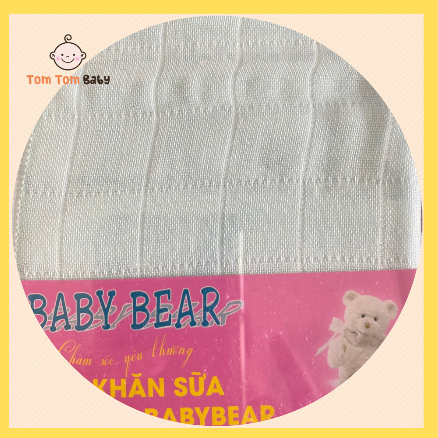 Khăn sữa Sợi Tre cao cấp BABY BEAR | 1 Hộp 6 cái kích thước 34 x 33 cm | Chất vải sợi tre mềm mại | Hàng Việt Nam
