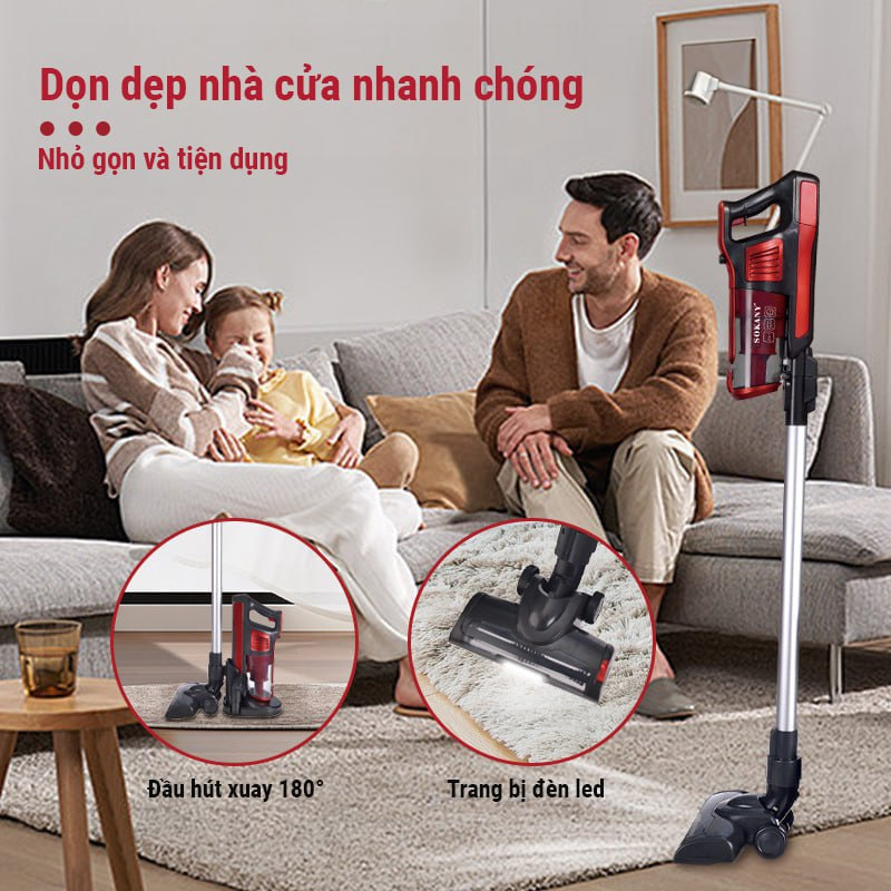 Máy hút bụi cầm tay SOKANY SẠC PIN KHÔNG DÂY 2000W hút cực sạch sàn, thảm, đệm, sofa, ô tô và mọi ngóc ngách trong nhà