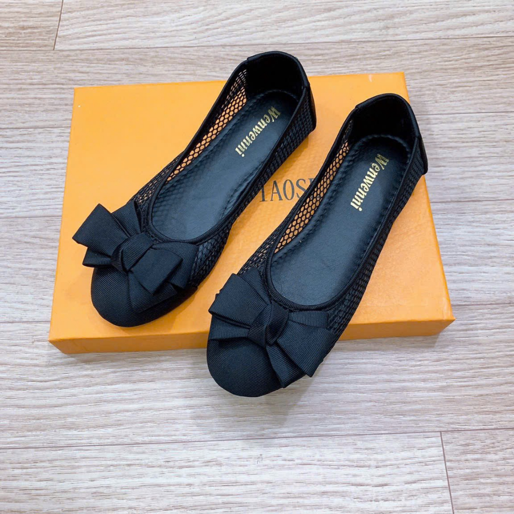 Giày hài bệt nữ chất lưới mũi tròn cute êm chân mã K86
