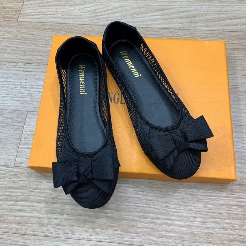 Giày hài bệt nữ chất lưới mũi tròn cute êm chân mã K86