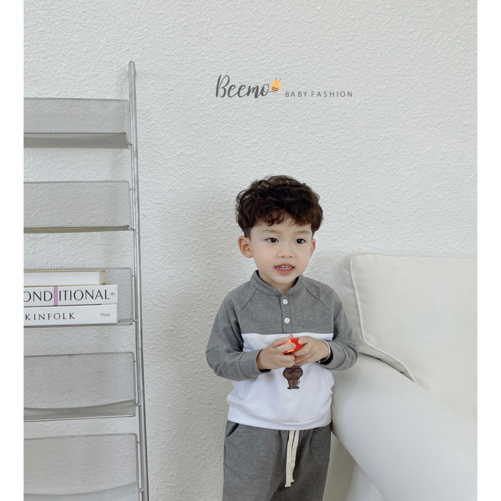 Bộ quần áo in Gấu Lucky cho bé Beemo,Chất cotton mềm mại, co giãn thoải mái,hình in trên thân phối nổi bật B355