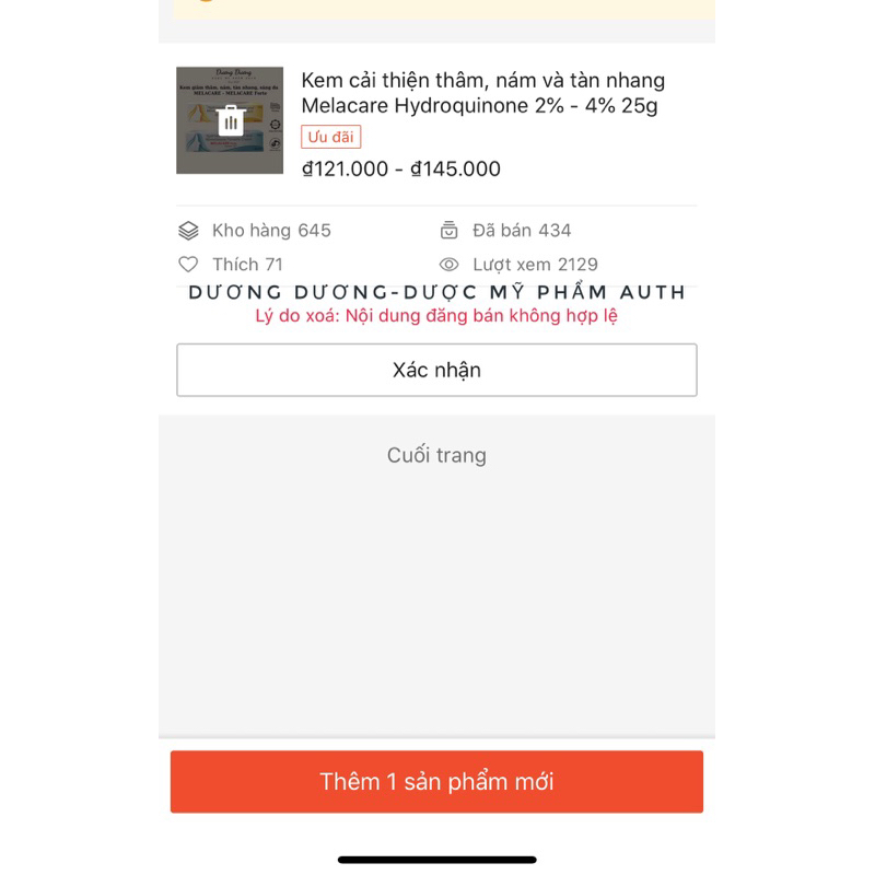 Kem Melacare 2% - 4% hỗ trợ cải thiện thâm, nám, tàn nhang 25g