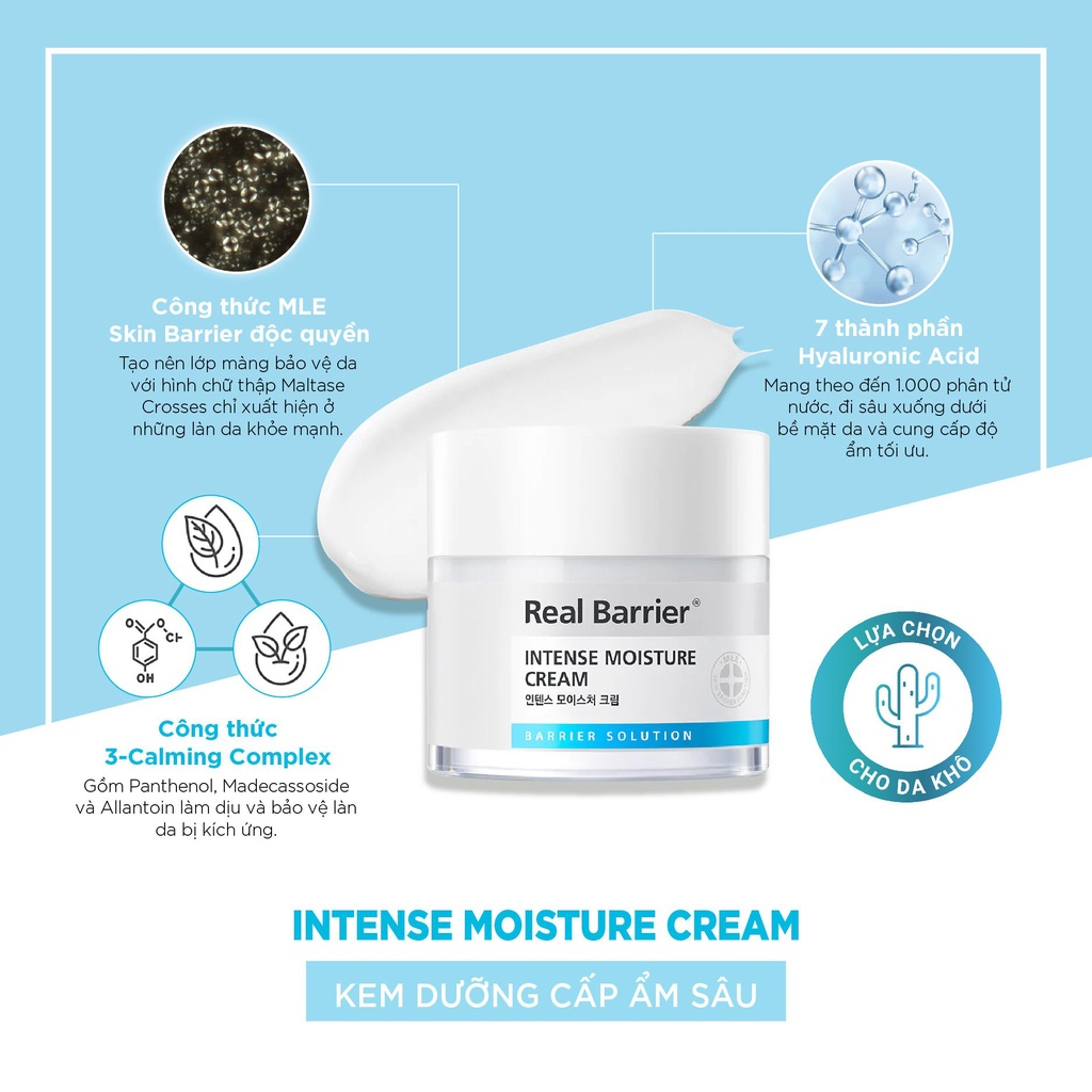 Kem dưỡng ẩm phục hồi REAL BARRIER Intense Moisture Cream 50ml