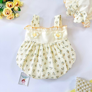 Set Body 2 Dây Họa Tiết Hoa Màu Kem Kèm Nón Cho Bé Gái Sơ Sinh Đến 2 Tuổi MINTSCLOSET - BS6422