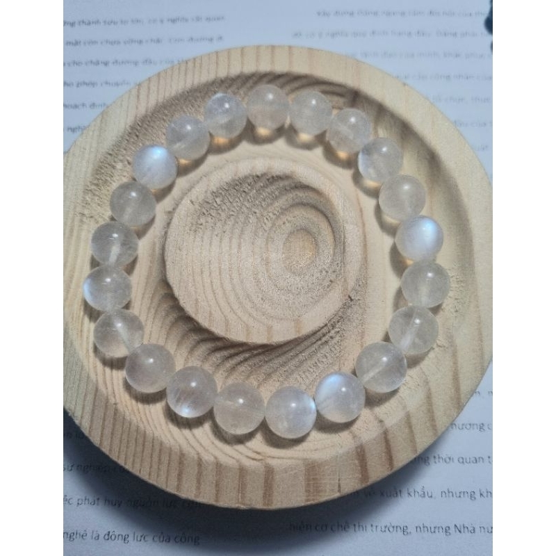 Vòng Moonstone 7 - 9.5ly trắng trong, ánh lửa mạnh