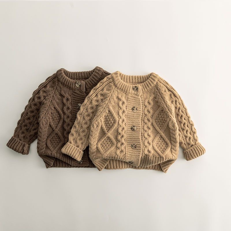 Áo khoác sweater dệt kim phong cách Hàn Quốc dành cho bé trai và bé gái, áo khoác len thừng cho bé