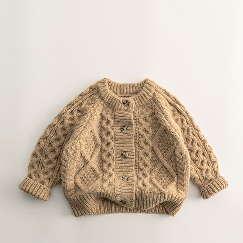 Áo khoác sweater dệt kim phong cách Hàn Quốc dành cho bé trai và bé gái, áo khoác len thừng cho bé