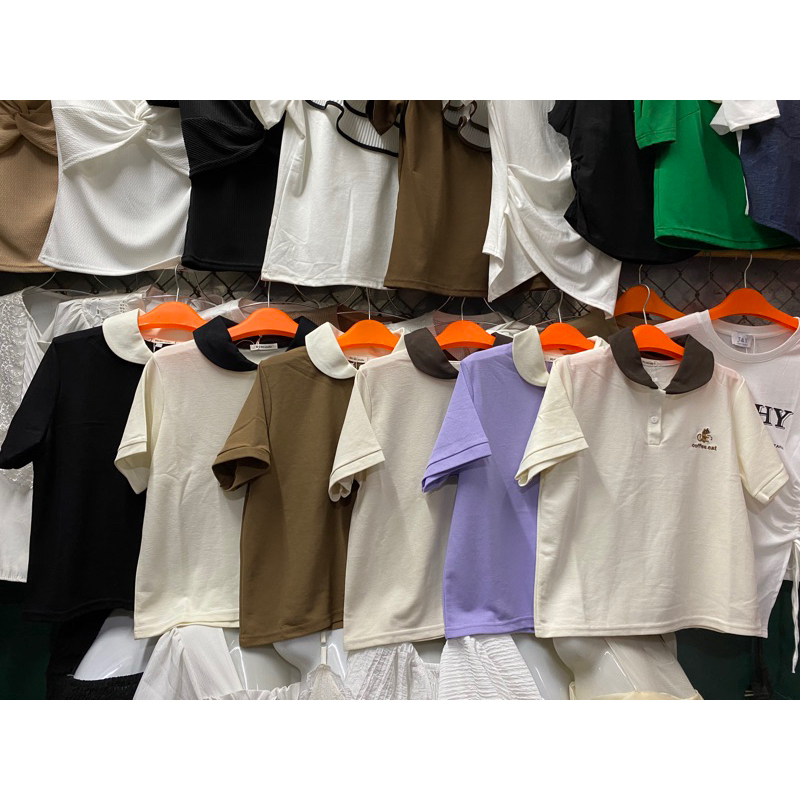 Áo polo cổ sen thêu coffee cat - Do Do - studio 919