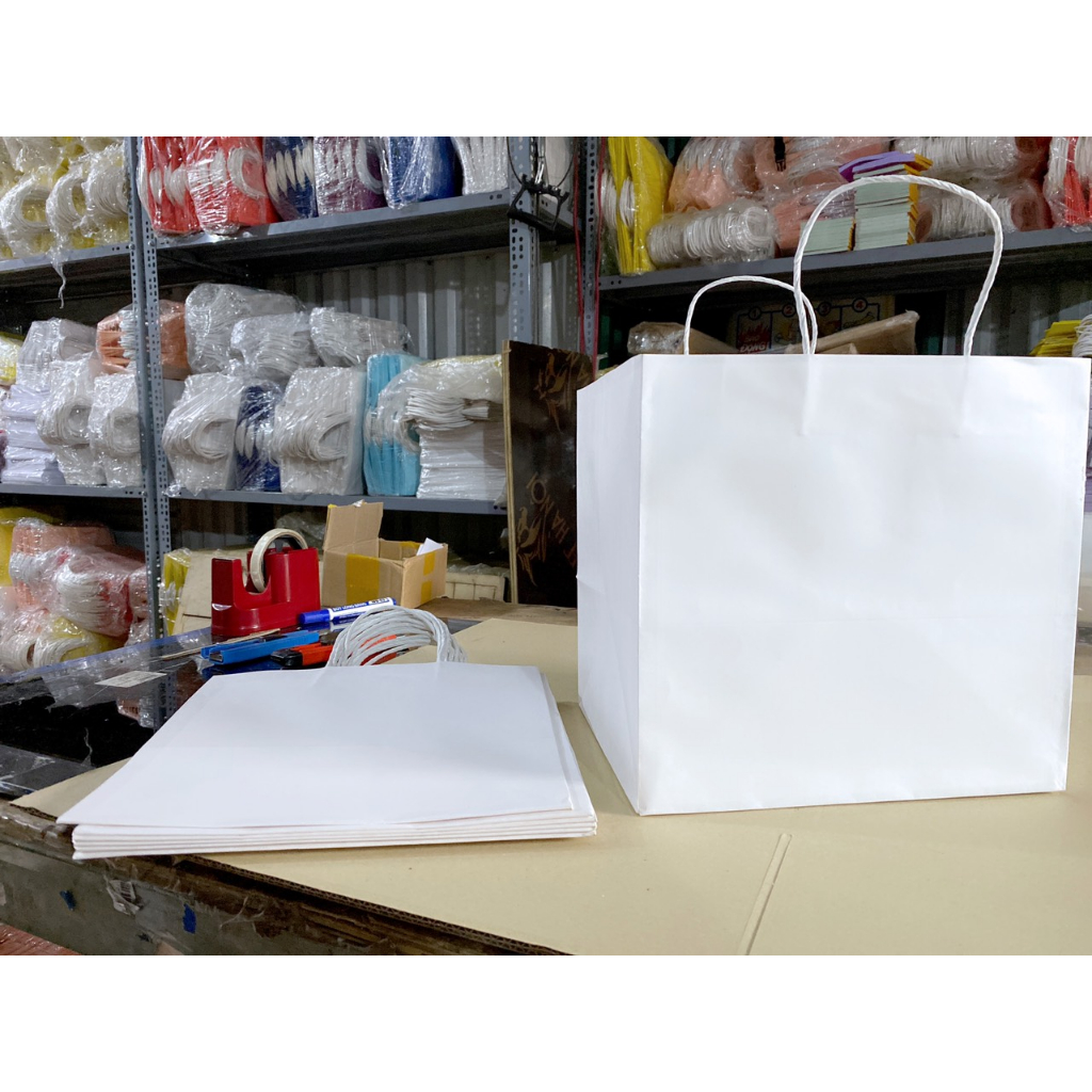 10 CÁI TÚI GIẤY KRAP NHẬT MÀU TRẮNG SỨ KT cao 26 ngang 27 hông 22 cm