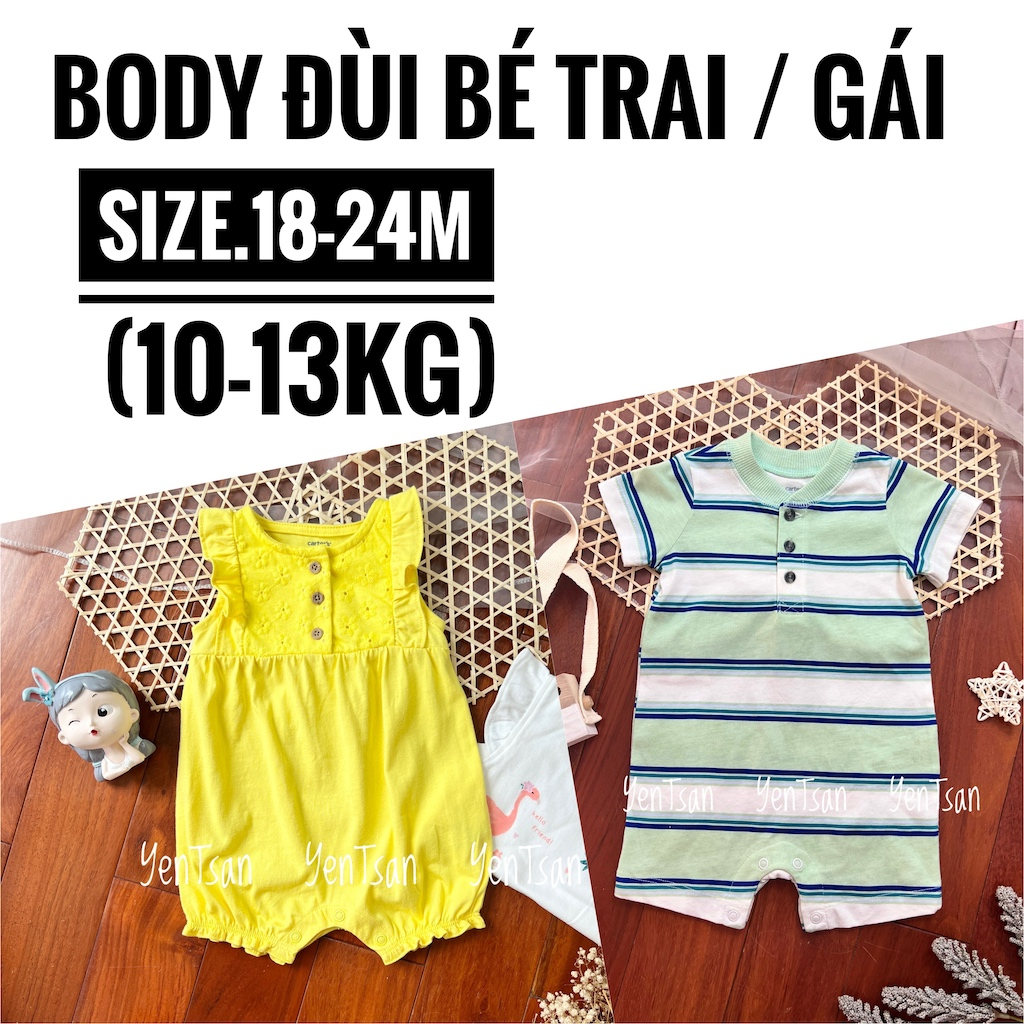 Size 18-24m (10-13kg) Body đùi cotton xuất dư cho bé, body đùi carter, body đùi geo, romper đùi