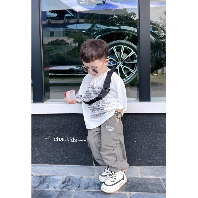 Bộ bé trai,Sét áo phông chữ quần dài jogger bé 10 đến 22kg B0225