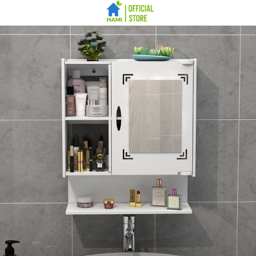 Tủ gương kèm kệ để đồ treo nhà tắm tiện lợi - IG413