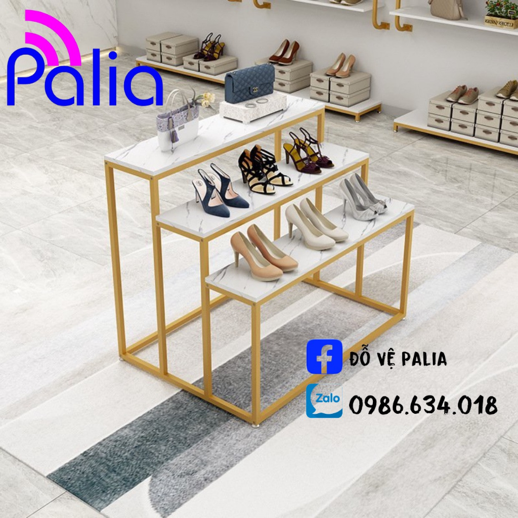 kệ giữa shop trưng bày giày dép mỹ phẩm phụ kiện thời trang, có thể làm theo kích thước yêu cầu