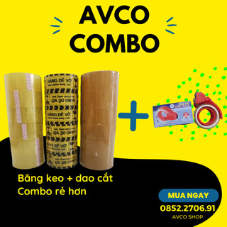 Combo 2 cây băng keo opp hoặc dễ vỡ 300g + 1 dao cắt dân hoa giá rẻ hơn bán lẻ