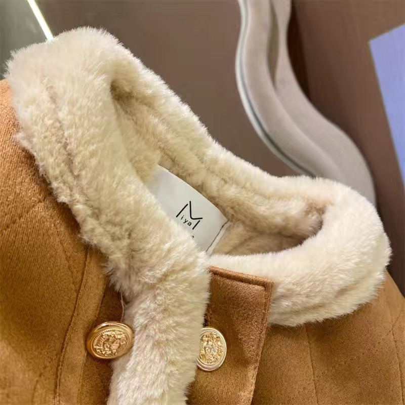 Áo khoác lông cừu cho bé,áo khoác da lộn lót lông sành điệu cho bé gái