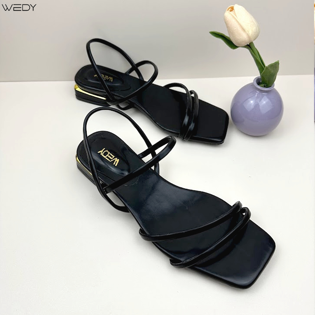 Giày Sandal Quai Mảnh Hở Ngón Đế Bệt, Sandal Quai Chéo Da Mềm Gót 3 Phân WD2321