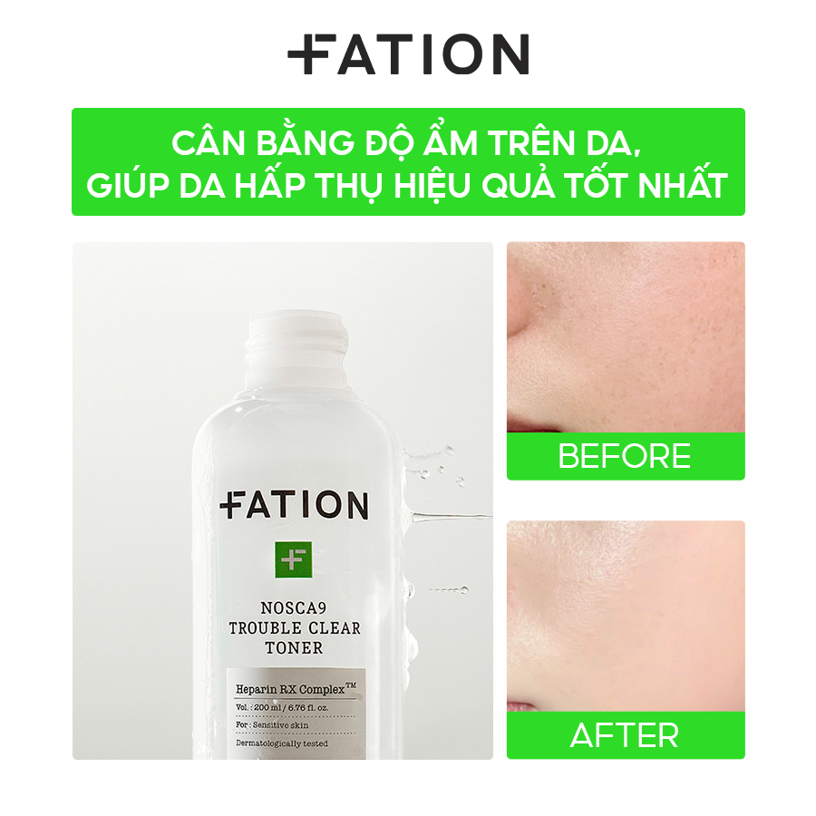 Nước Hoa Hồng Cân Bằng Da FATION NOSCA9 TROUBLE CLEAR TONER 200ml