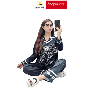 Đồ bộ nữ ANH MỸ pijama chất liệu lụa xước ánh kim cao cấp chính hãng tay dài quần dài SP0160 official.anhmy
