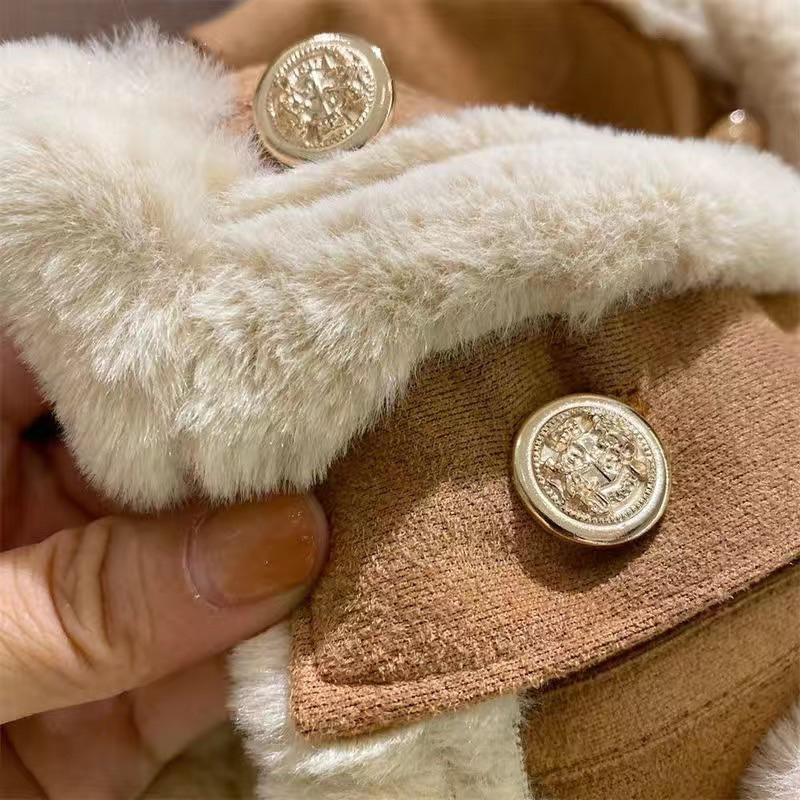 Áo khoác lông cừu cho bé,áo khoác da lộn lót lông sành điệu cho bé gái