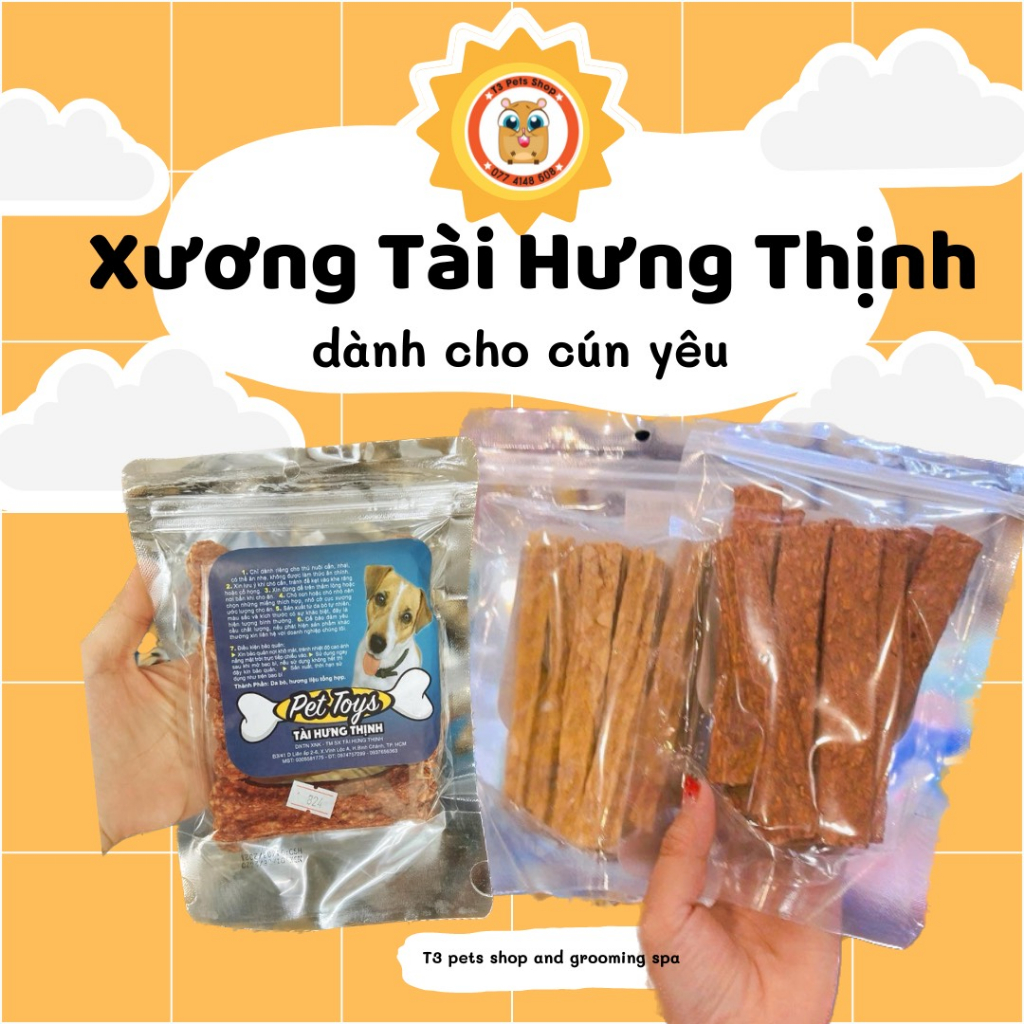 xương Da bò Tài Hưng Thịnh các loại (vị bò, vị gà,sữa) dành cho chó