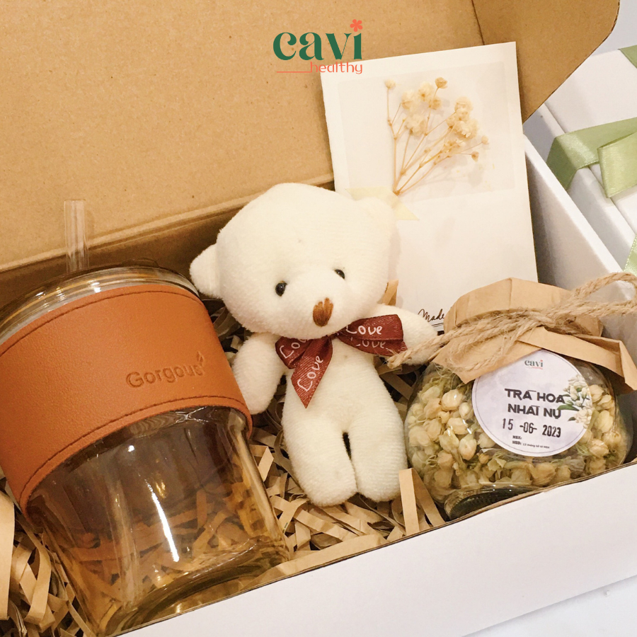 Hộp Quà Trà Hoa và Ly Thủy Tinh Tặng Sức Khoẻ Dịp 20/11, The Hope Box
