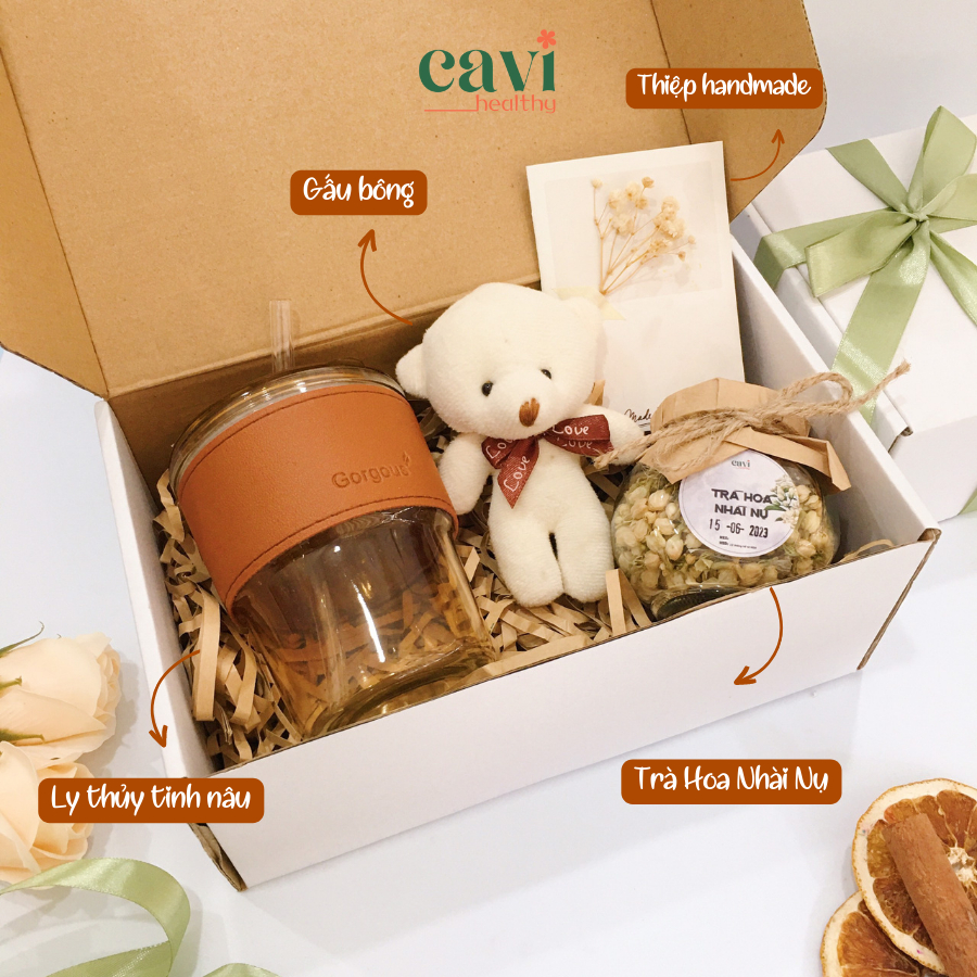 Hộp Quà Trà Hoa và Ly Thủy Tinh Tặng Sức Khoẻ Dịp 20/11, The Hope Box